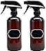 2 Pack Firefly Craft Amber PLASTIC Spray Bottles with Chalkboard Labels, 16 ounces each