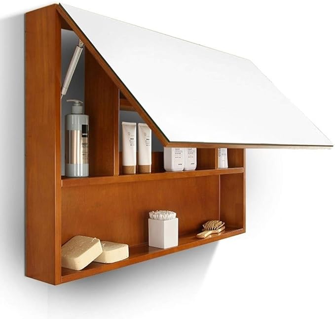 Armarios con espejo Alto Baño Puerta Espejo De Madera Maciza Colgar En