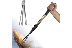 DUTIPLUS 41" Aluminum Alloy Telescopic Rod 5-Prong Harpoon, Replaceable Harpoon, Hunting Fish Gig Gaff Fork Hook 8MM Screw for Catching Fish Frog Mole