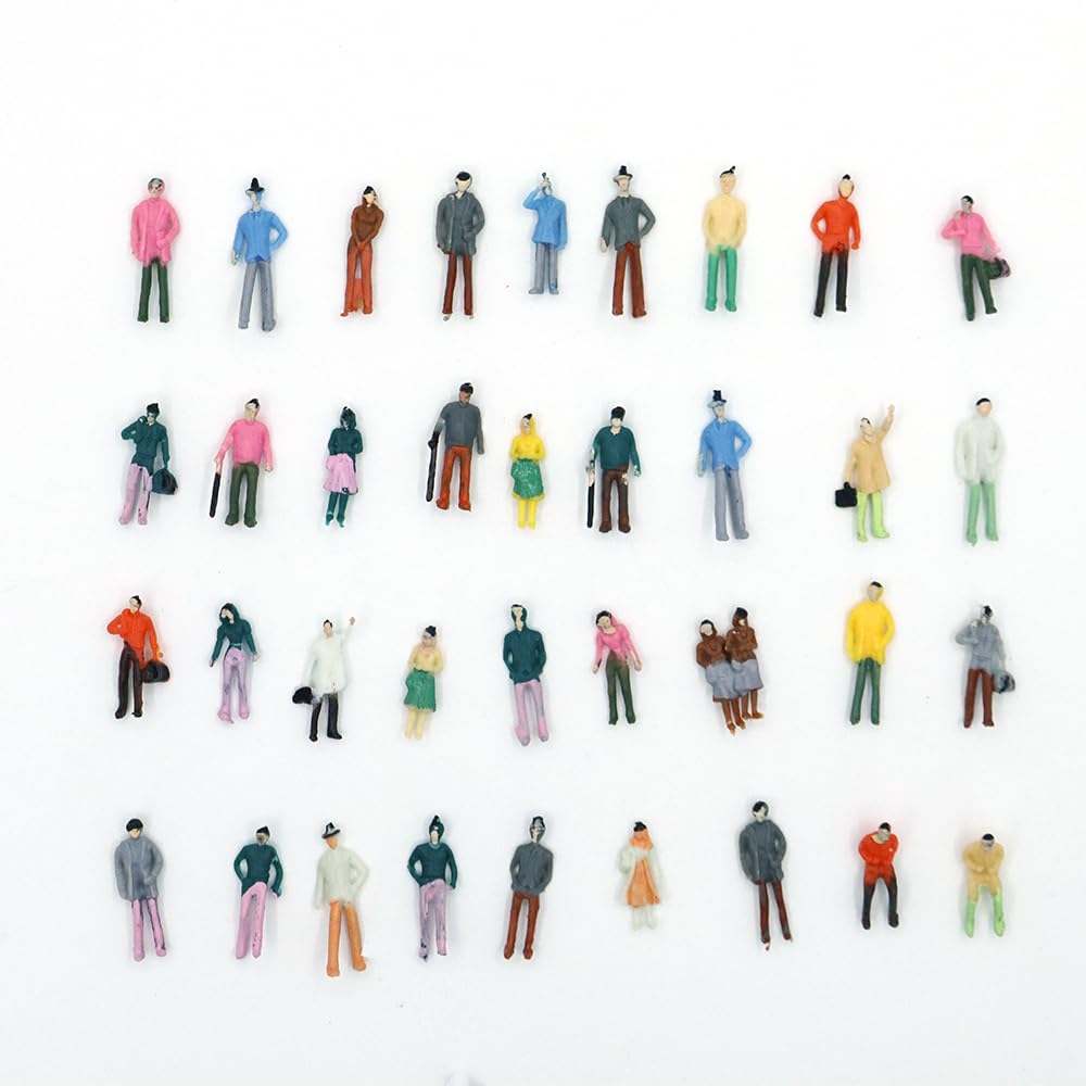 ZIJIA 100pcs Model Railway Street Layout Painted Figure People OO Gauge 1:75 Scale,2.1cm x 0.8cm