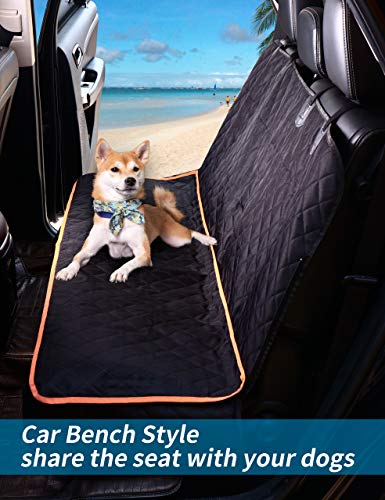 Hansprou Dog Seat Cover Car Seat Cover for Pets 100% Waterproof Scratchproof Nonslip Multi-fuction Pet Seat Cover for Back Seat with Storage Pockets 1 Dog Seat Belt 1 Extra Padded Cars Trucks SUVs