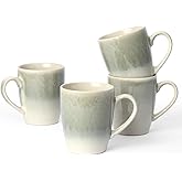 famiware Coffee Mugs Set, 13 oz Mug Set of 4, Stoneware Cups for Latte, Hot Tea, Mocha, Cocoa, Cappuccino, Microwave and Dishwasher Safe, Glacier Series, Sage Green