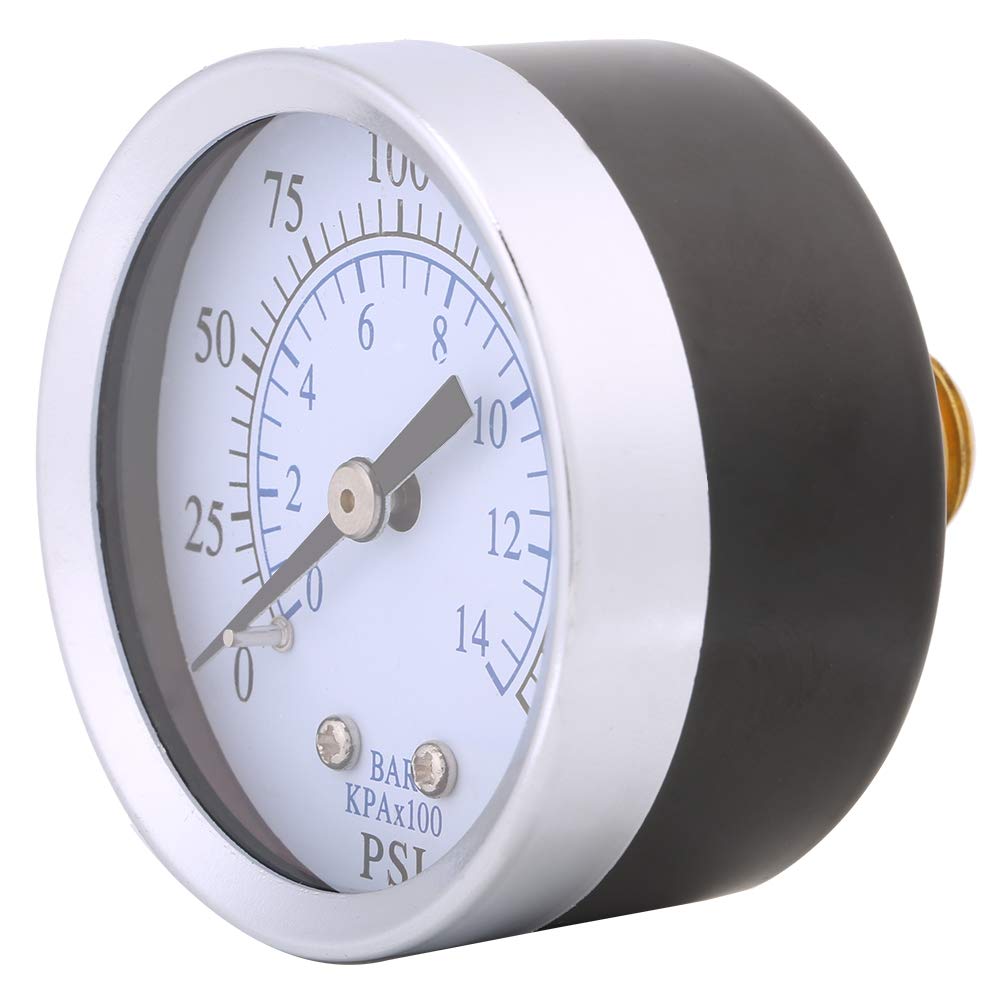 1/4" NPT Pneumatic Control Valve Manual Pressure Gauge Mechanical Manometer for Fuel Air Oil Water 0-200psi / 0-14bar