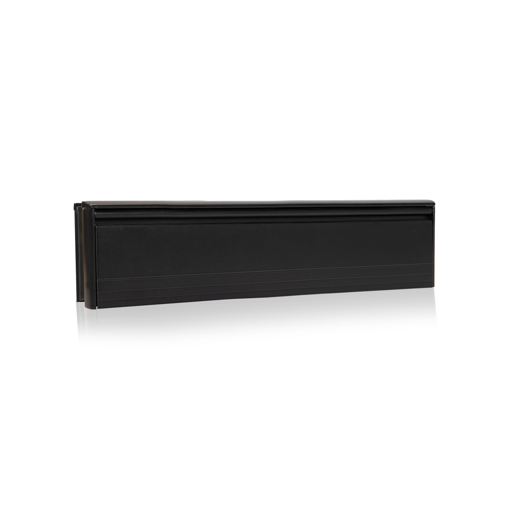 Xfort MailPlate Pro 12" Letterplate Matt Black, Premium Draught Proof Postal Letterbox, Telescopic Sleeved Letter Box For Wooden, Composite And uPVC Midrail Doors With 40-80mm Door Thickness.