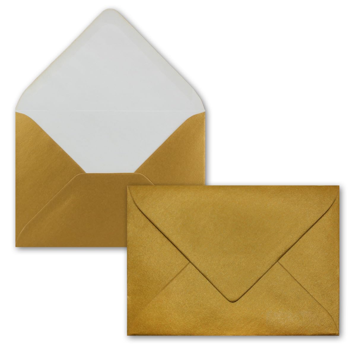 25 x Envelopes B6 17.6 x 12.5 cm - Gold - Wet Adhesive with Pointed Flap - 90 g/m² - For Weddings, Greeting Cards, Invitations