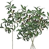 SUPLA 5 Pack Artificial Olive Branch Spray Plants Houseplant Olives Fruit Plants Greenery UV Resistant Plants 28.3
