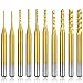Carbide CNC Rotary Bits, End Mill Burrs Milling Bit with Titanium Plating, Eaninno 10 PCS Engraving Bit Drilling Hole Tool Set for PCB SCM Circuit Board Plastic Fiber Wood (0.8-3.175 mm)