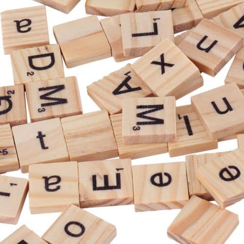 Alicenter(TM) 100 Wooden Alphabet Scrabble Tiles Black Letters & Numbers For Crafts Wood H7