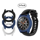 Compatible Samsung Galaxy Watch (46mm) /Gear S3 Frontier Case, [3-Pack] TPU Shock-Proof Protective Bumper Sleeve Protector Case Cover for Galaxy Watch (46mm) /Gear S3 Frontier (Black Blue White)