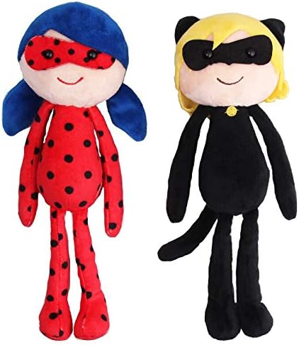 ADDdrieEn CAat NoirI MaRRrinette LadyYYYbug Plagg TikKKki Plush Doll Toys 10" 2pcs