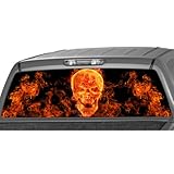 FLAMING SKULL Rear Window Graphic Decal Tint Sticker Truck suv ute flames