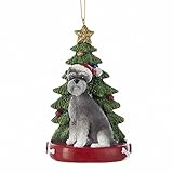 Kurt Adler SCHNAUZER WITH CHRISTMAS TREE ANE LIGHTS ORNAMENT FOR PERSONALIZATION