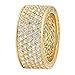 The Bling Factory Hip Hop 14k Gold Plated Iced Out Micropave CZ 13mm Eternity Band Ring, Size 12