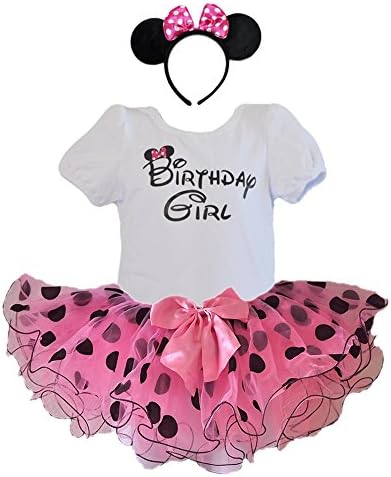 Baby Girls Toddler Mouse Ears 1st 2nd 3rd 4th 5th Bday Birthday Shirt Polka Dot Tutu Skirt Dress Headband Outfit