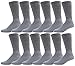 12 Pairs Diabetic Socks for Men, Non Binding Cotton Sock, Promotes Blood Circulation, Therapeutic (Gray), Size 10-13