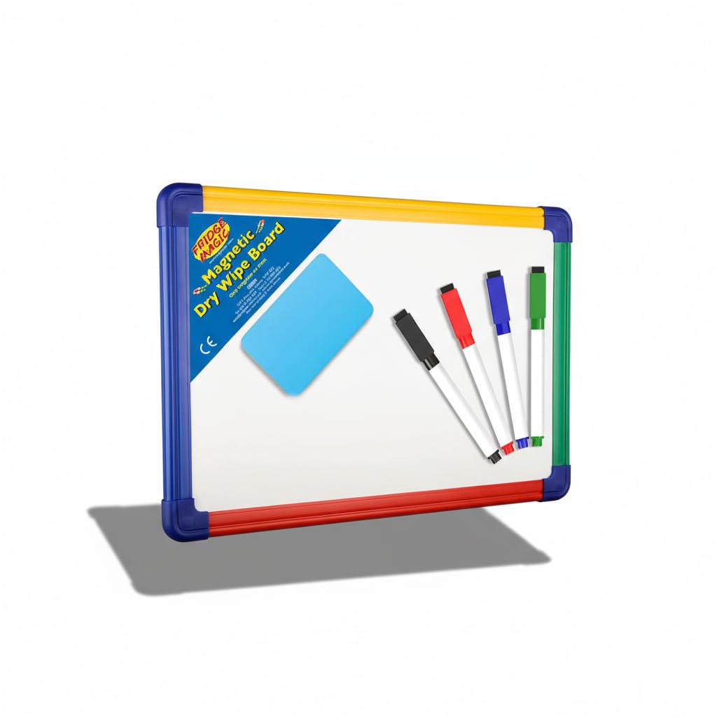Premium A4 Magnetic Whiteboard 30 x 21cm- Double-Sided with Dry Erase Surface - Grid Printed on 1 Side - Ideal for Kids & Adults - Home & Office - Includes 4 Wipe Clean Pens and Eraser