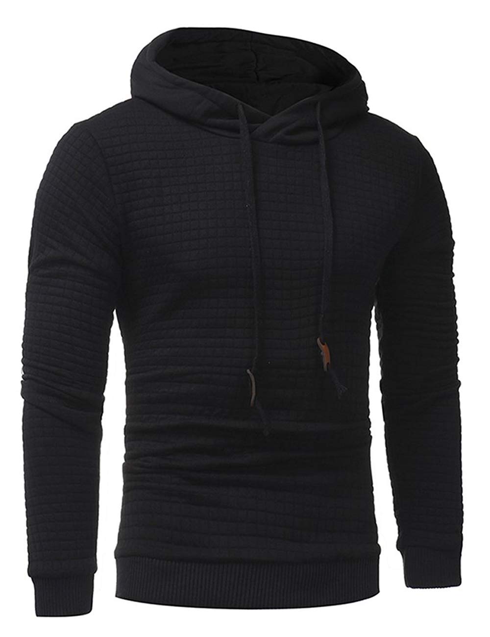 Poplover Mens Solid Casual Sweatshirts Long Sleeve Pullover Hoodies Black Large