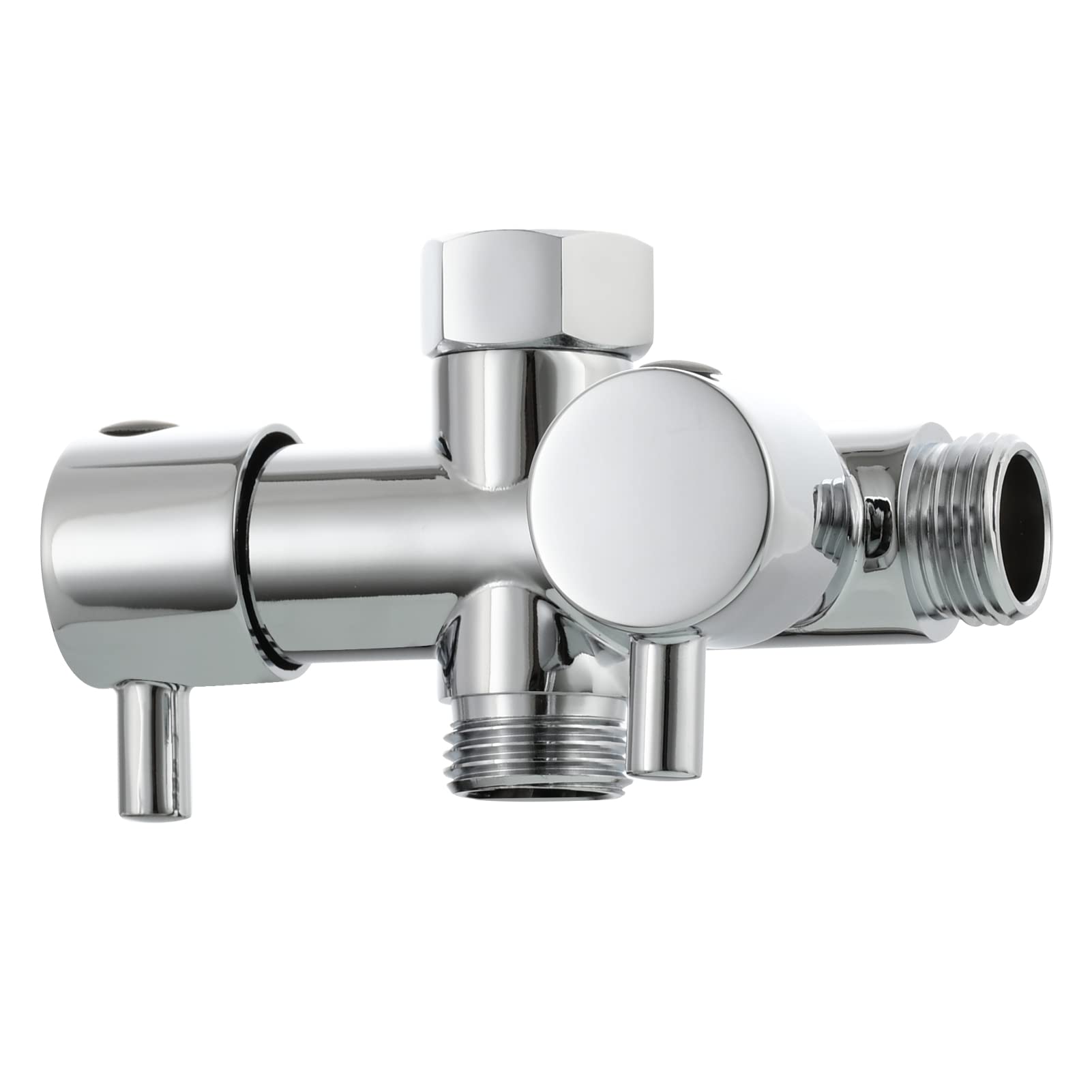 Tecmolog DSF014 2-Way Switch Valve G 1/2 Brass Shut-Off Valve Shower T Adaptor for Hand Shower Chrome