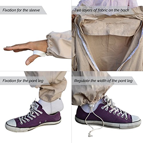 Aspectek - Apiarist Beekeeping Suit - Full Body Self Supporting Veil with Fixable Strap Protect from Stings-Large Size