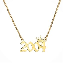 MICOMAKA Birth Year Number with Crown Necklace,Old