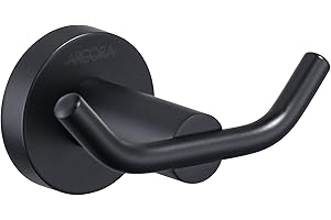 ARCORA Black Towel Hooks, SUS 304 Stainless Steel Double Wall Hooks, Heavy Duty Robe Hooks, Towel Hooks for Bathroom Wall Mou