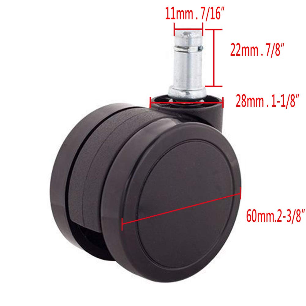 Enjoy 60MM Office Chair Soft PU Caster Wheel Replacement Safe for