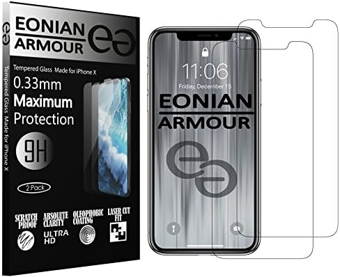 iPhone X Screen Protector, Tempered Glass, Anti Scratch, 9H Protection, Perfect Fit, Ultra HD Clarity, Anti Finger Print 2 pack, 2 sets of accessories