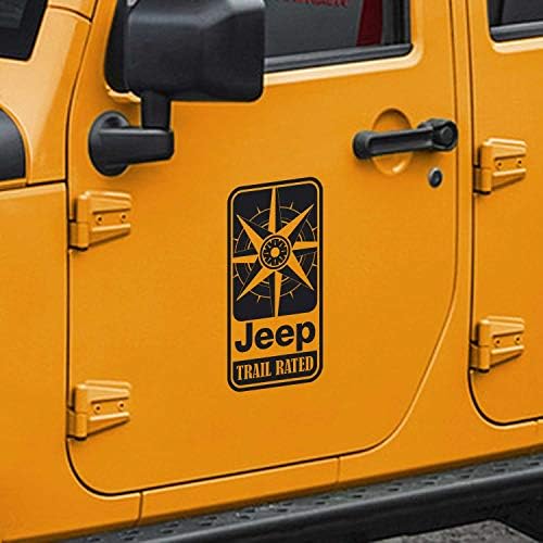 SkunkMonkey - Jeep Wrangler Trail Rated Compass Door Decals TJ LJ JK JKU - White Stickers - (Pair - Left and Right)