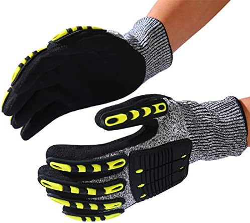 HARVET Impact Reducing Utility Safety Work Gloves, Abrasion and Vibration Resistant, Ideal for Gardening, Crafting and Factory, Durable, Shrink Resistant, Non-Slipping Gloves,1 Pair (Medium)
