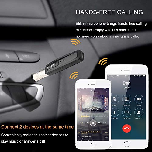 Wireless Bluetooth Receiver V4.1, Portable Hands-Free Bluetooth Car Kits 3.5mm Mini Aux Audio Jack Adapter Support TF Card for Car/Home Audio Stereo Music Streaming Sound System Headphone Speaker