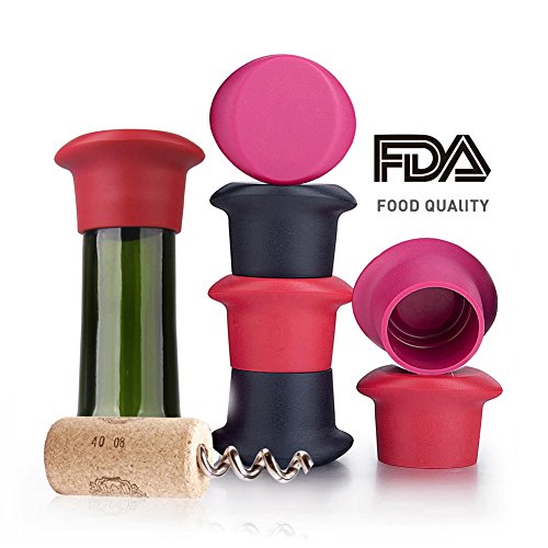 Wine Silicone Caps Stoppers Bottle Sealer Set of 6
