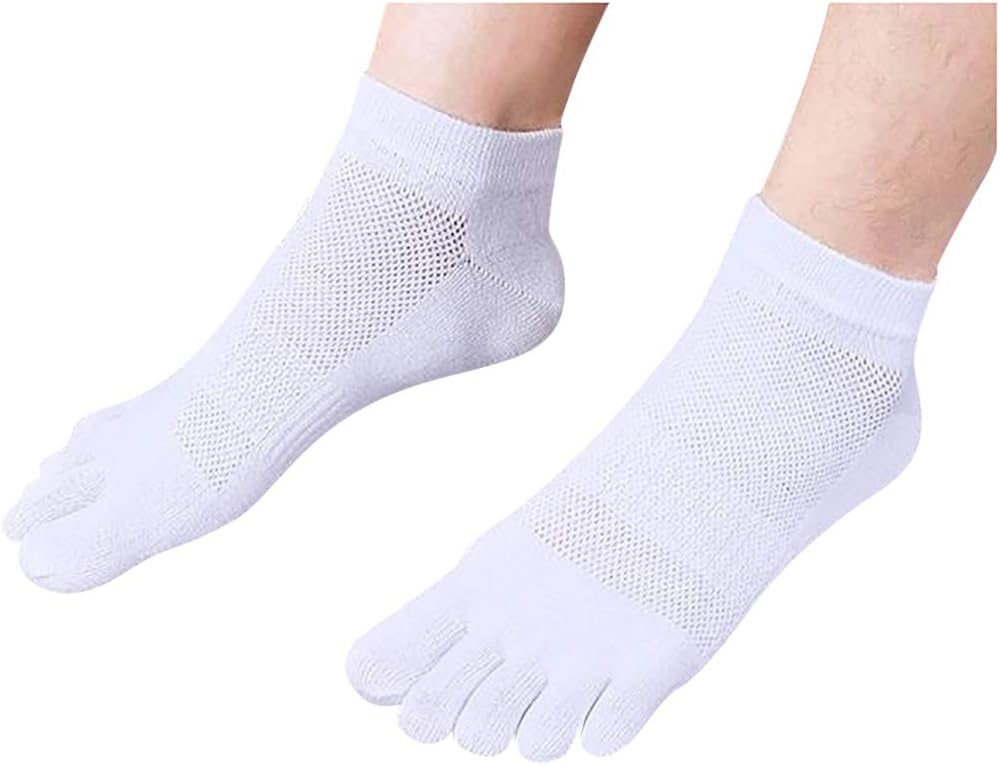 MANDDI 3 Pairs Casual Solid Color Anti-Odor Bamboo Fiber Socks Breathable Five-toe Sock
