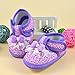 DZT1968® Baby Girl Cloth Round Dot Soft Sole Prewalker Mary Jane Shoes With Bowknot (0~3 Months, Purple)