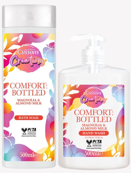 Cussons Creations Hand Wash & Bath Soak. Comfort Bottled, A Fragranced Blend of Magnolia & Almond Milk