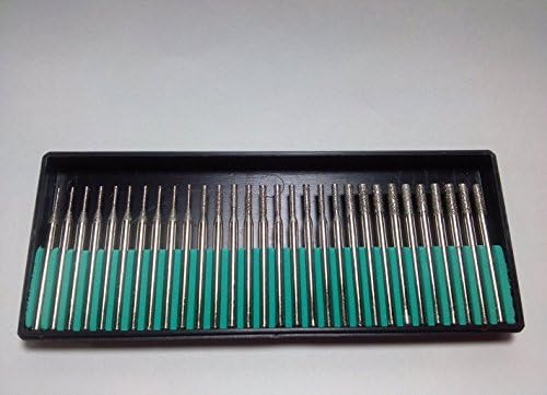 Sharing Star 1/8" shank Broach Drill Bit 1mm 10pcs. 2mm 10 pcs. 3mm 10pcs Diamond Drill Bit Cylindrical Burr Kit Jewelry Beach Sea Glass Shells Gemstones Lapidary Titanium-Coated Diamond Burrs