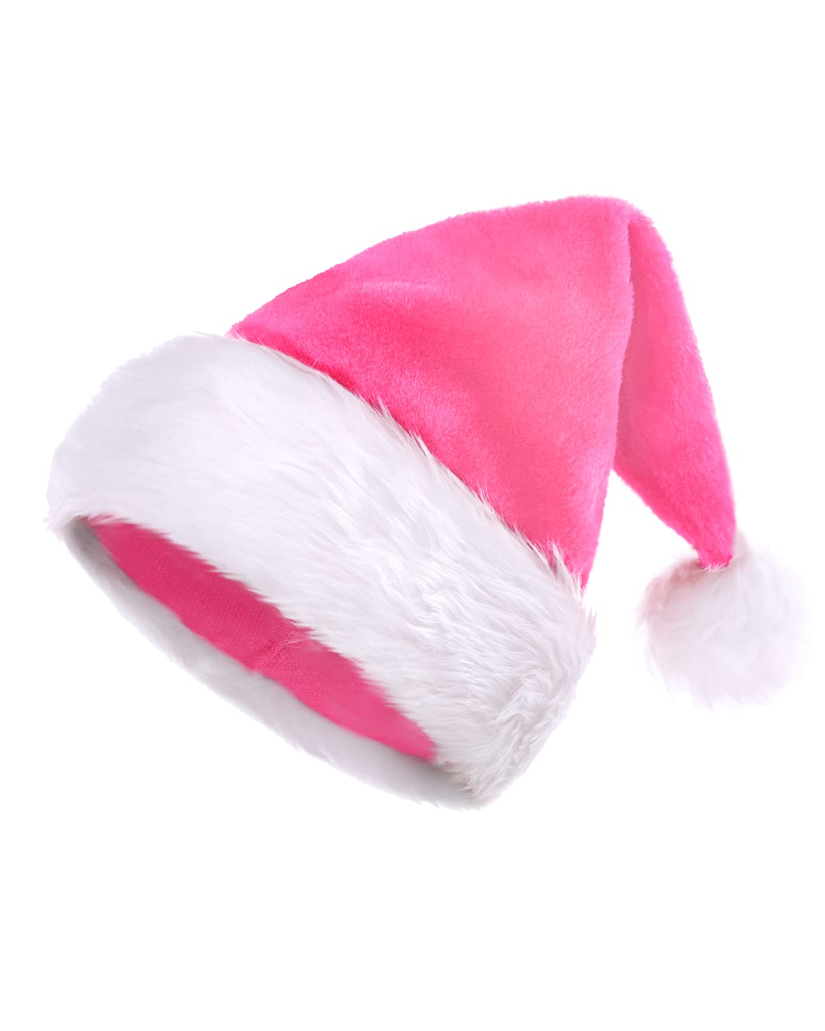 KONVINIT Pink Christmas Hat,Santa Hat for Adults Deluxe Santa Claus Hat Xmas Hat for Men and Women Father Christmas Hat for Christmas Party,Santa Costume,pink — image 1