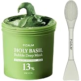 P.CALM Viral Holy Basil Bubble Mask + Dual Pore Brush Set &ndash; Deep Cleansing for Pores &amp; Blackheads with Holy Basil &amp; Carbonated Water