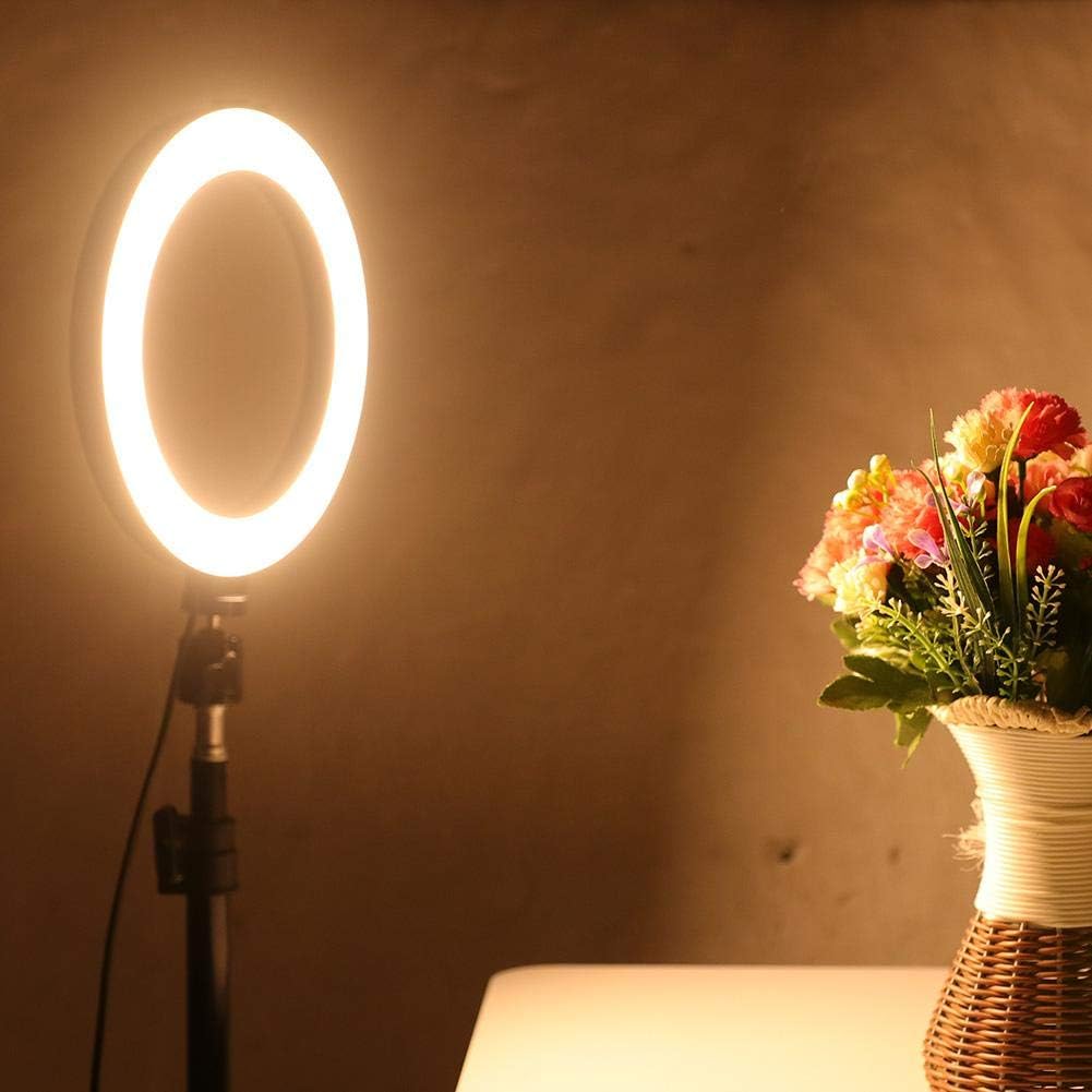 Qiilu 10 Inch LED Light, Dimmable LED Fill Light USB Camera Video Lamp with Tripod Phone Clip Set, default - Image 5