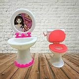Supershopping Closestool Washbasin Toilet Wash Devices For Barbie Doll's House Bathroom Furniture Accessories