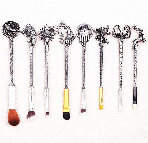 Dilla Beauty 8Pcs / lot Shape of Game of Thrones Makeup Brushes Set Gold Metal Powder Contour Blush Concealer Foundation Makeup Magic Brushes Tool Beauty Tools (Silver)