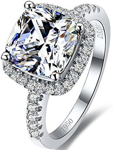 THREE MAN I-J Color VVS1 3CT Cushion Engagement Ring for Women Sterling Silver NSCD Simulated Diamond Ring