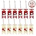 PartyTalk 12pcs Christmas Wooden Ornaments Rustic Snowman Santa Xmas Tree Hanging Wood Sled for Christmas Tree Decorations
