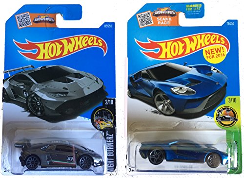 Hot Wheels 2016 HW Exotics Lamborghini Huracan LP 620-2 Super Trofeo & 2017 Ford GT 2-Car Bundle Set