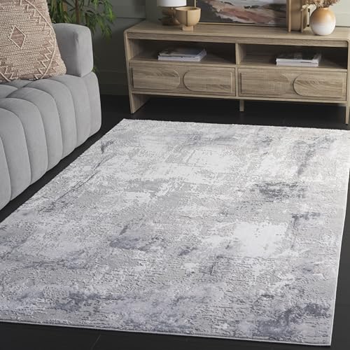 SAFAVIEH Slate Collection Area Rug - 5'3" x 7'6", Grey & Ivory, Non-Shedding &…