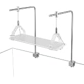 Stainless Steel Aquarium Light Riser Adjustable Hanging Kit Rimless Tank | Minimalist L-Bracket Light Stand with Cable Wire Suspension for LED Plant Grow Lights, Fits Rimless Glass up to 12mm, 1 Pair