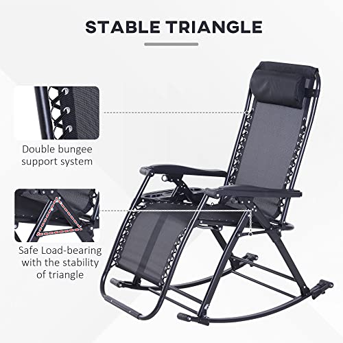 Outsunny Outdoor Rocking Chairs, Foldable Reclining Zero Gravity Lounge