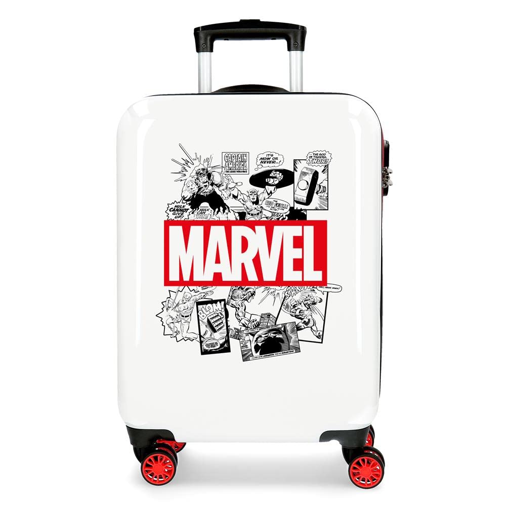 Marvel Avengers Comic White Cabin Suitcase 40 x 55 x 20 cm Rigid ABS Combination Lock 34 Litre 2.6 kg 4 Double Wheels Hand Luggage