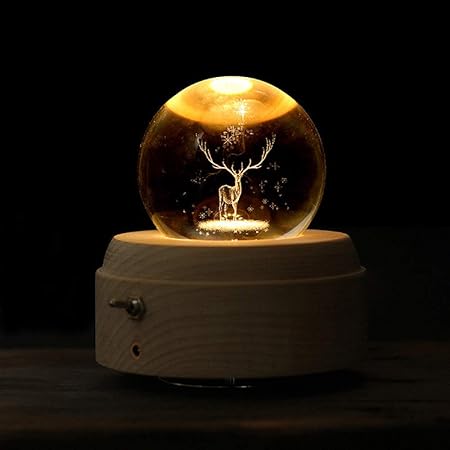 Meyeye La Caja de música Luminosa Girar Luna Bola de Cristal Caja de música del Tema