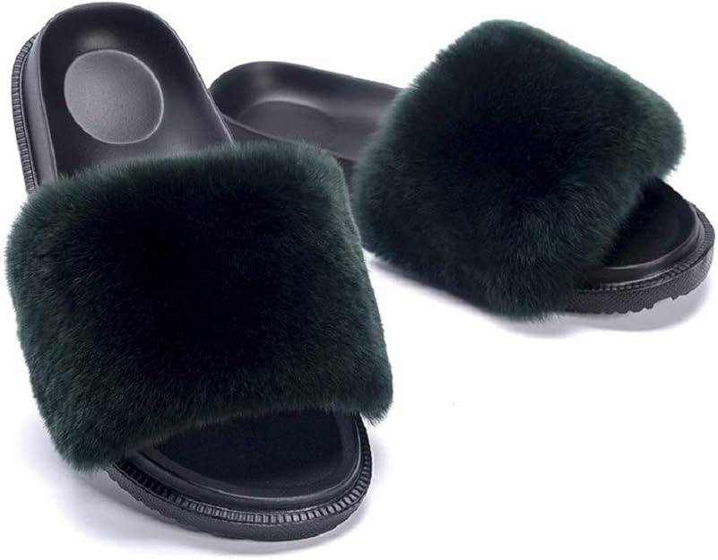 rabbit fur slides