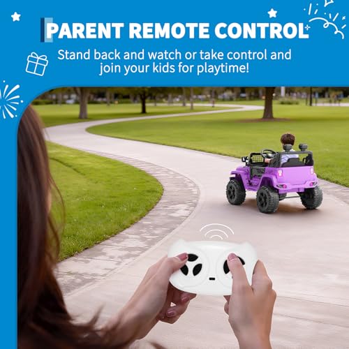 Gigicloud Carrito Montable Eléctrico para Niños con Control Remoto, Carro Eléctrico Niño Montable con Luces Led, Reproductor de Música Bluetooth, Suspensión de Resorte, 12V